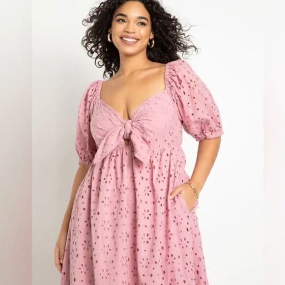 Eloquii Eyelet Tie Front Maxi‎ Dress, 22 - Picture 2 of 16